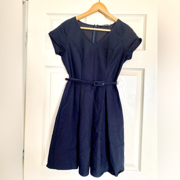 Doe & Rae Navy Blue Fit & Flare Dress - size XS - Picture 1 of 12